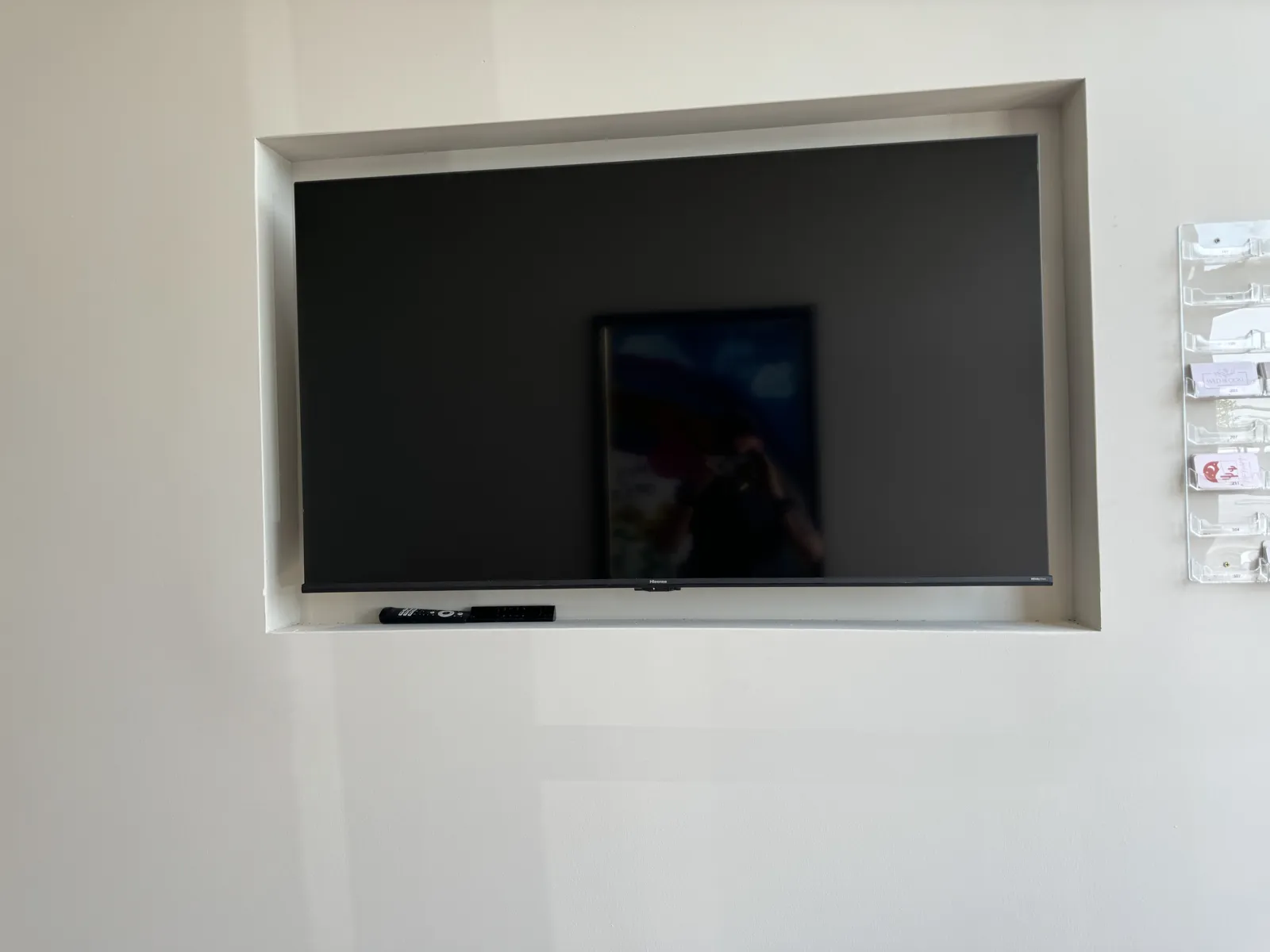 TV recessed flush into a wall